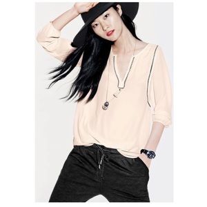 J. Crew Tassel Trim Blouse